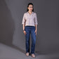 Beige Cotton Top with Blue Stitch Detailing