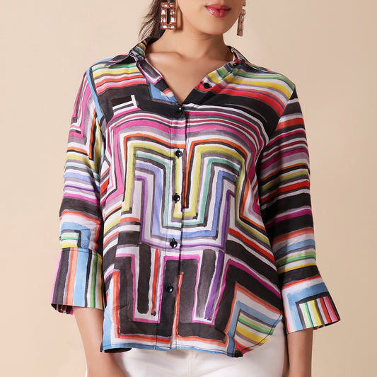 Pink Muslin Multicolor Shirt