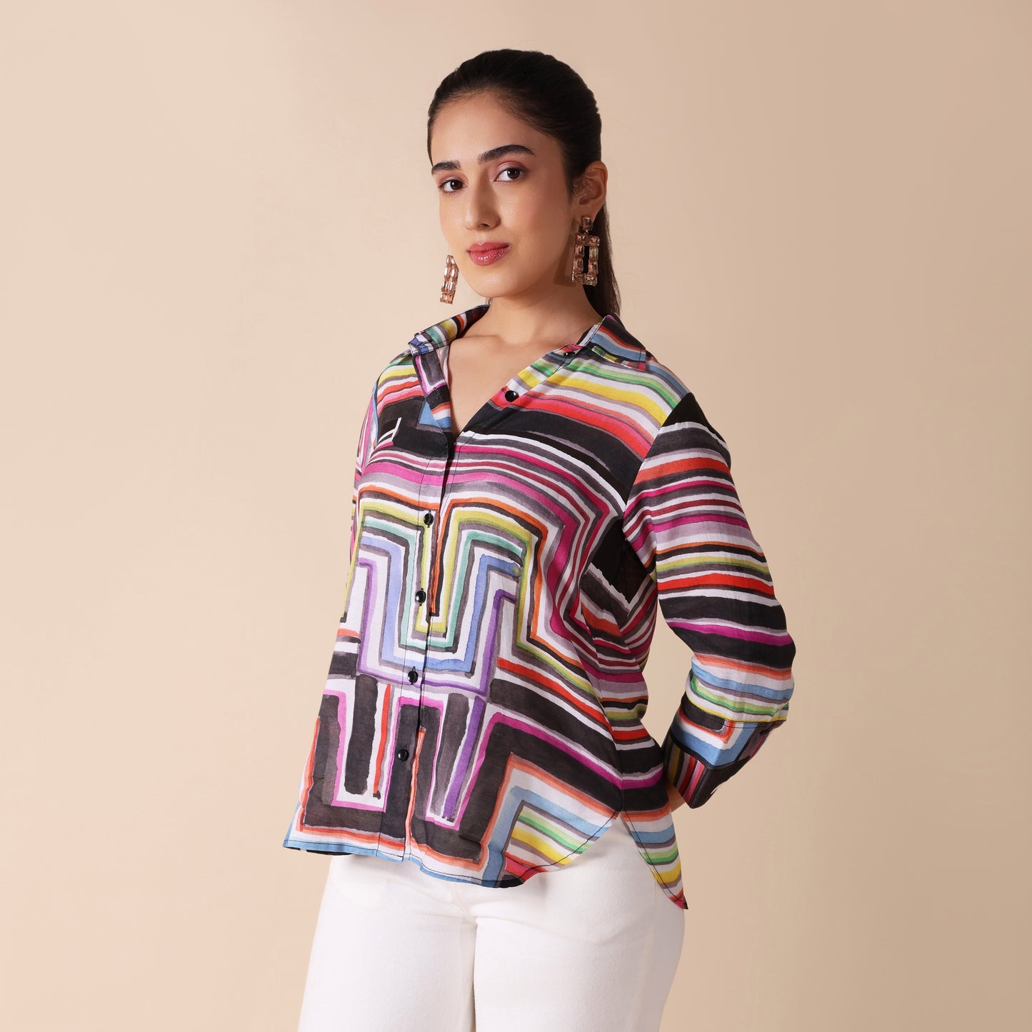 Pink Muslin Multicolor Shirt