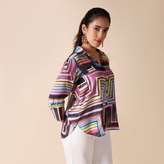 Pink Muslin Multicolor Shirt