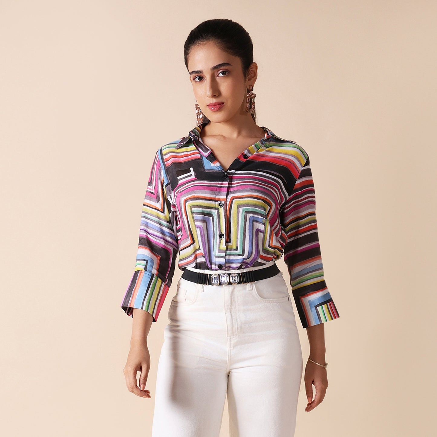 Pink Muslin Multicolor Shirt