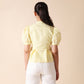 Yellow & White Striped Cotton Puff Sleeve Crop Top