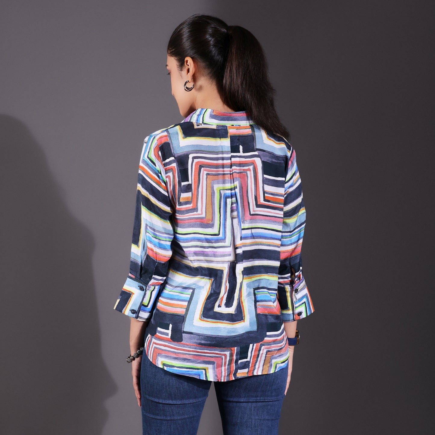 Blue Muslin Multicolor Shirt