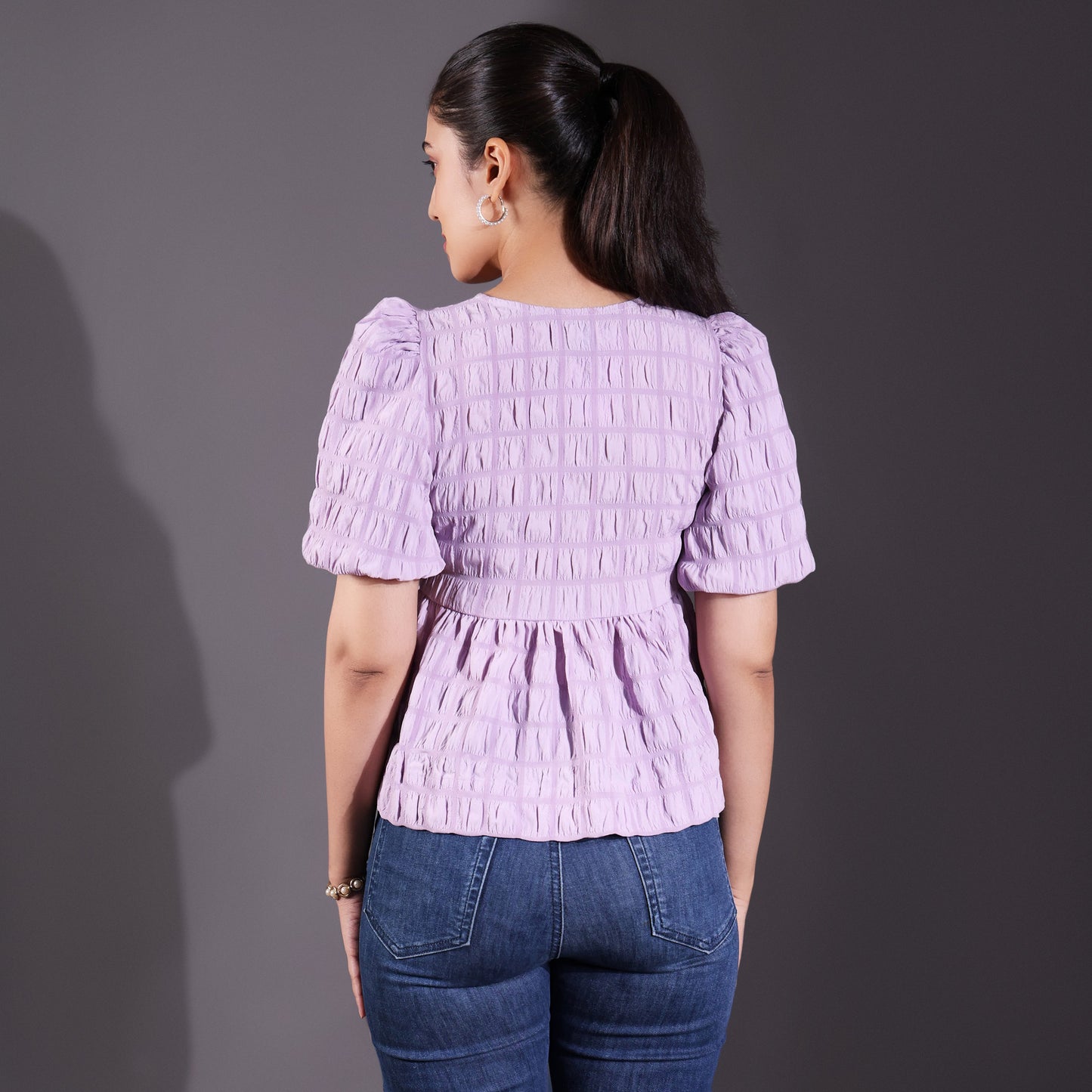Lilac Short Sleeve Peplum Top