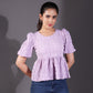 Lilac Short Sleeve Peplum Top