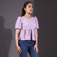 Lilac Short Sleeve Peplum Top