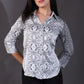 White Paisley Printed Satin Shirt