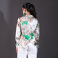 White & Green Multi-Patterned Satin Shirt