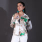White & Green Multi-Patterned Satin Shirt