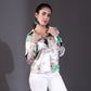 White & Green Multi-Patterned Satin Shirt