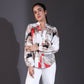 White & Red Multi-Patterned Satin Shirt