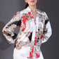 White & Red Multi-Patterned Satin Shirt