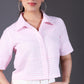 Pink Striped Cotton Cropped Shirt