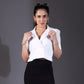 White Schiffli Double-Breasted Collar Top