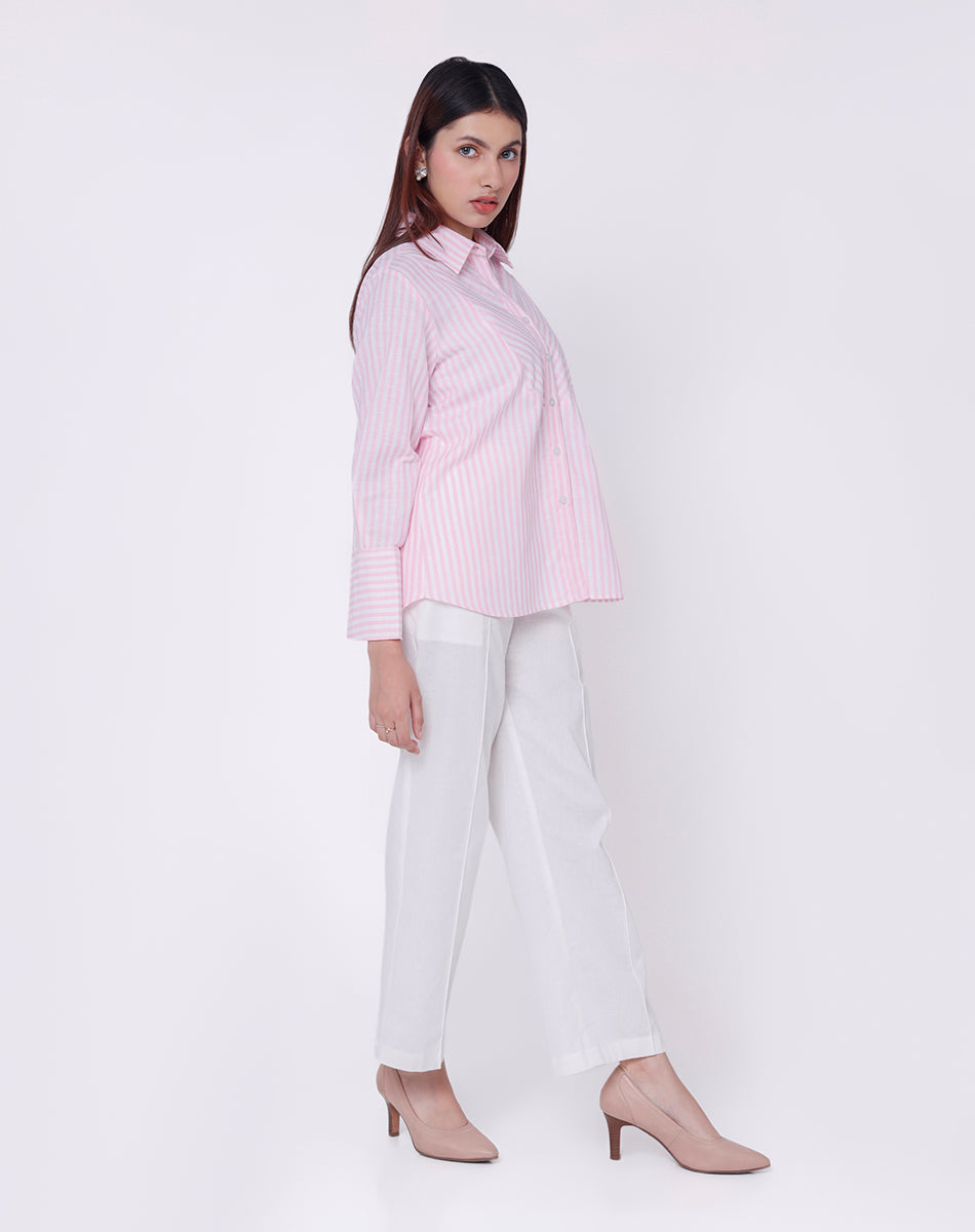 Pink Stripe Cotton Shirt